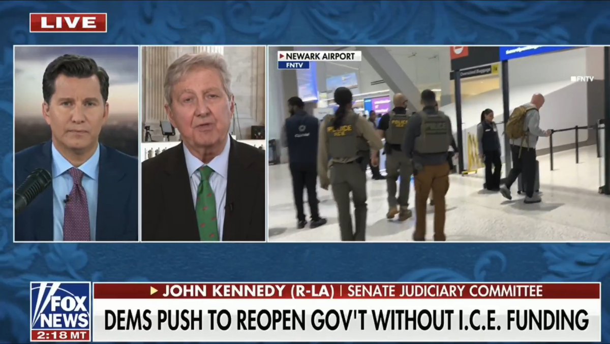 GOP Senator admits Trump is the reason for TSA shutdown, long airport lines: "The Democrats have offered to open up everything but ICE. ... Senator Thune submitted that to President Trump. As is his right, he said 'No deals with the Democrats.' It would have worked. We could have had TSA paid by the end of the week. But the President said 'No deal.'"