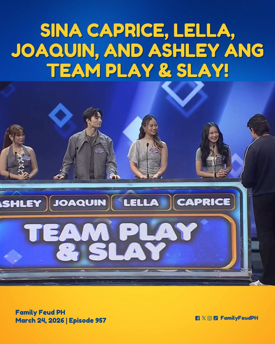 #FamilyFeudPH #SneakPeek: Team Play & Slay, hindi magpapatalo today! Bumisita sa at panoorin ang Kapuso Stream, weekdays, 5:35 PM sa Family Feud PH’s Facebook at YouTube.