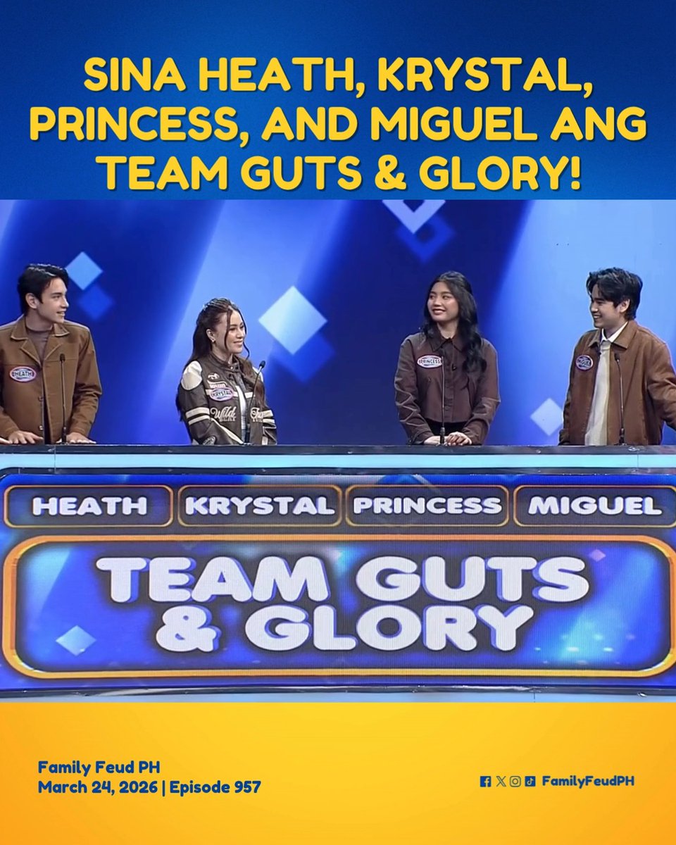 #FamilyFeudPH #SneakPeek: Team Guts & Glory, walang kaba, pure energy! Bumisita sa at panoorin ang Kapuso Stream, weekdays, 5:35 PM sa Family Feud PH’s Facebook at YouTube.