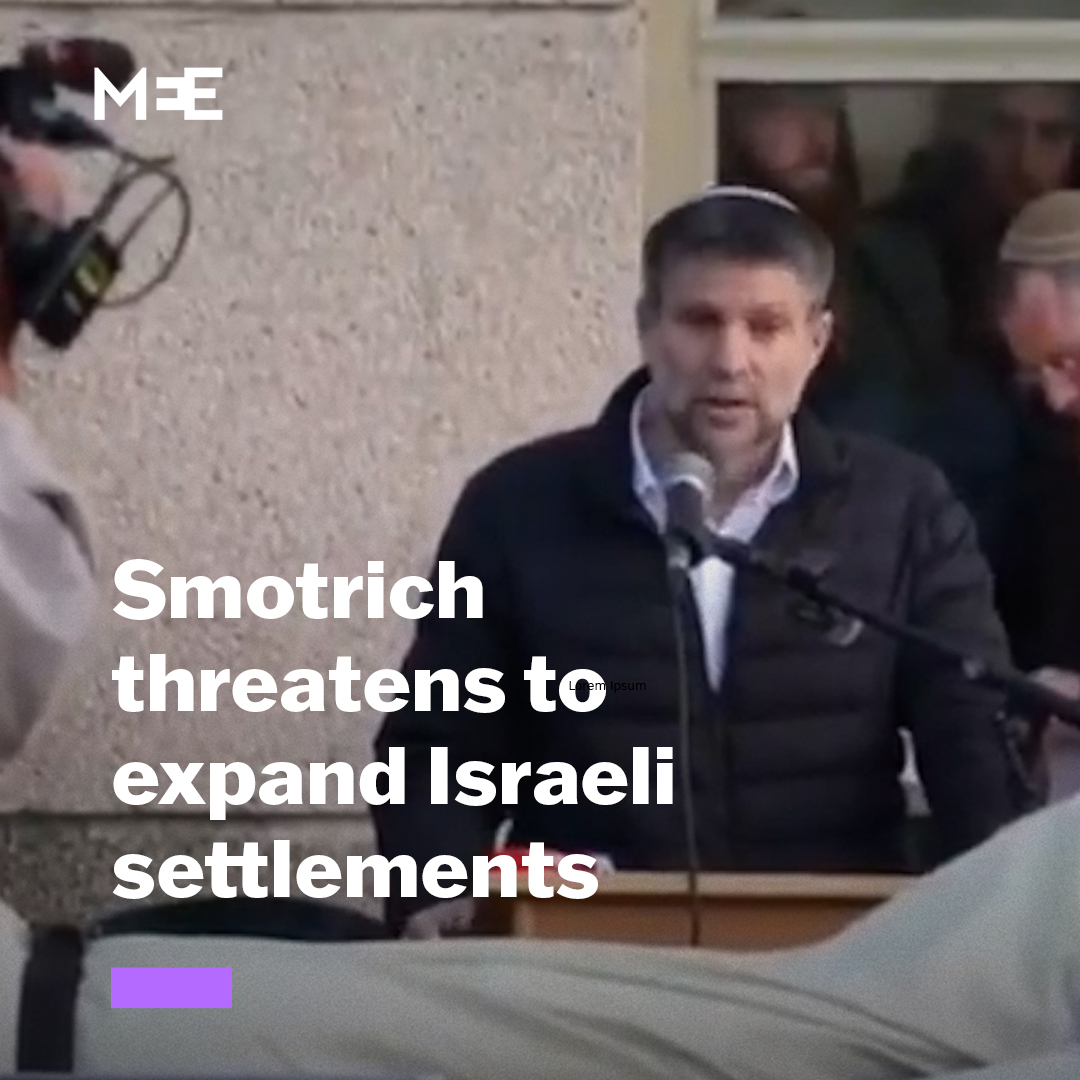 Israeli Finance Minister Bezalel Smotrich threatened to expand illegal Israeli settlements in the occupied West Bank and “bring down” the Palestinian Authority during the funeral of Yehuda Sherman on Sunday