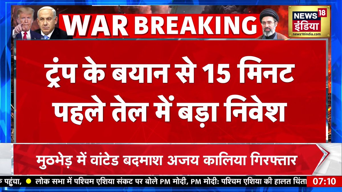 ट्रम्प के बयान से 15 मिनट पहले तेल में करीब 5 हजार करोड़ का निवेश #DonaldTrump #IranWar #CrudeOil Monica Thakur