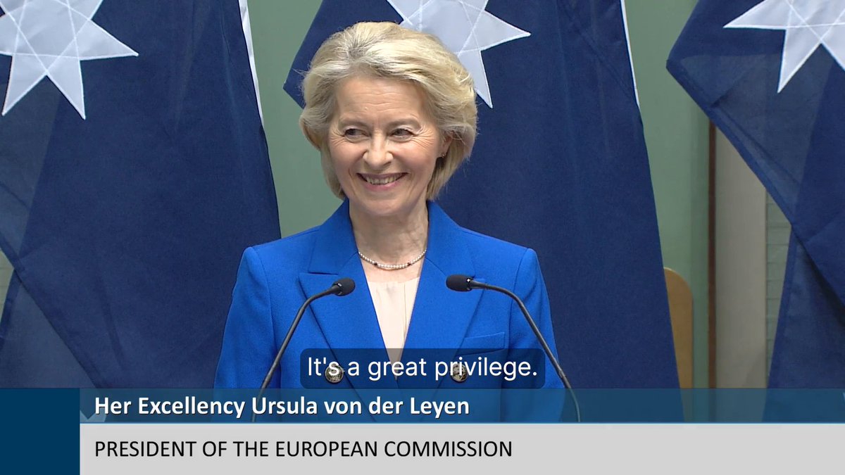 Today, Her Excellency Ursula von der Leyen, President of the European Commission delivered an address to Australia’s Parliament. She is the first woman international leader to do so.