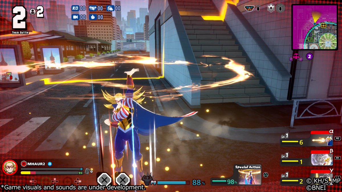 Star and Stripe's Special Action! 「Invert Area」 A special field deployed around yourself or an ally. Within the area, any damage you or your allies would normally take is converted into HP recovery. Be careful—its duration becomes shorter as the phase progresses! #MHUR