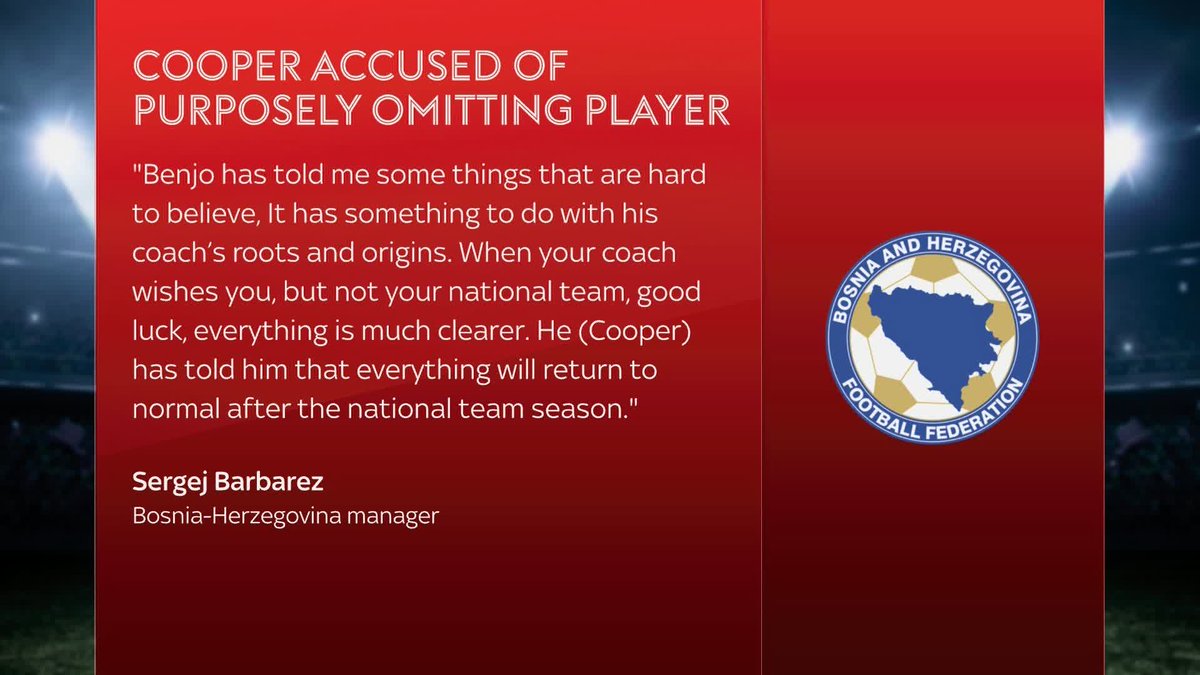 Bosnia and Herzegovina midfielder Benjamin Tahirovic and manager Sergej Barbarez have apologised to Steve Cooper, after the Brondby manager was accused of deliberately resting Tahirovic to help Wales' chances ahead of their World Cup play-off encounter 🏴󠁧󠁢󠁷󠁬󠁳󠁿