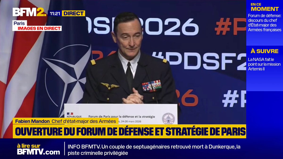 💬"Ça a un impact sur notre sécurité" Fabien Mandon, chef d'état-major des Armées, dénonce "un allié américain qui reste un allié mais qui est de moins en moins prévisible et qui ne prend pas la peine de nous prévenir quand il décide d'engager des opérations militaires" #BFM2