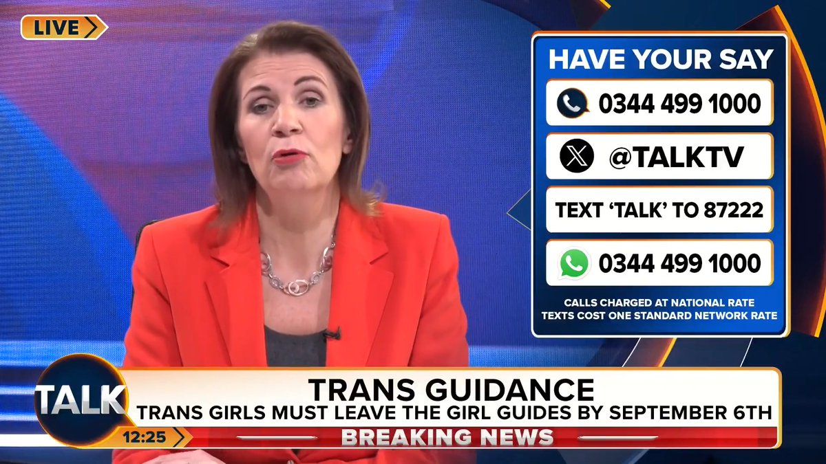🚨Trans identifying girls must leave Girlguiding by September 6, the organisation has said. "This is about protecting young girls. You've got ordinary members of the public behind you, Girlguiding." Julia Hartley-Brewer