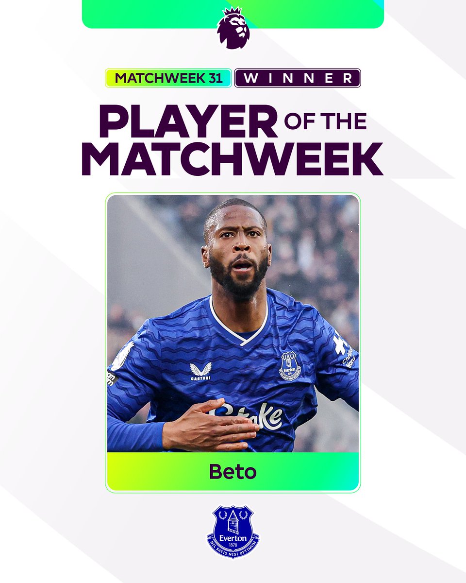 You voted Beto as the Player of the Matchweek ⭐ The first Everton player to win the award this season 🔵