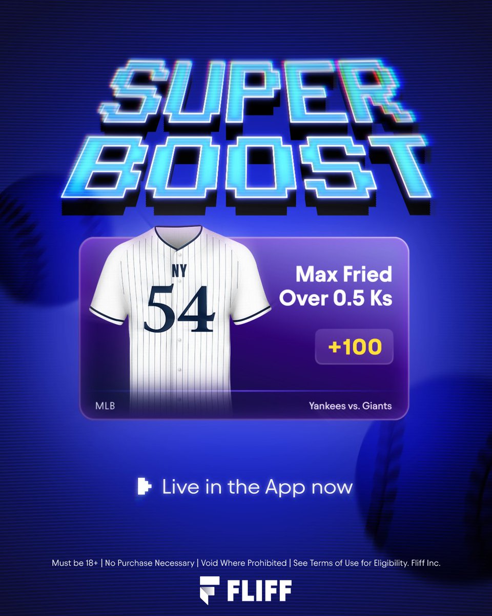 Start spreading the news: SUPERBOOST ACTIVATED ✅ 🚀 Max Fried Over 0.5 Ks (+100) is LIVE NOW ⚾ 🗽