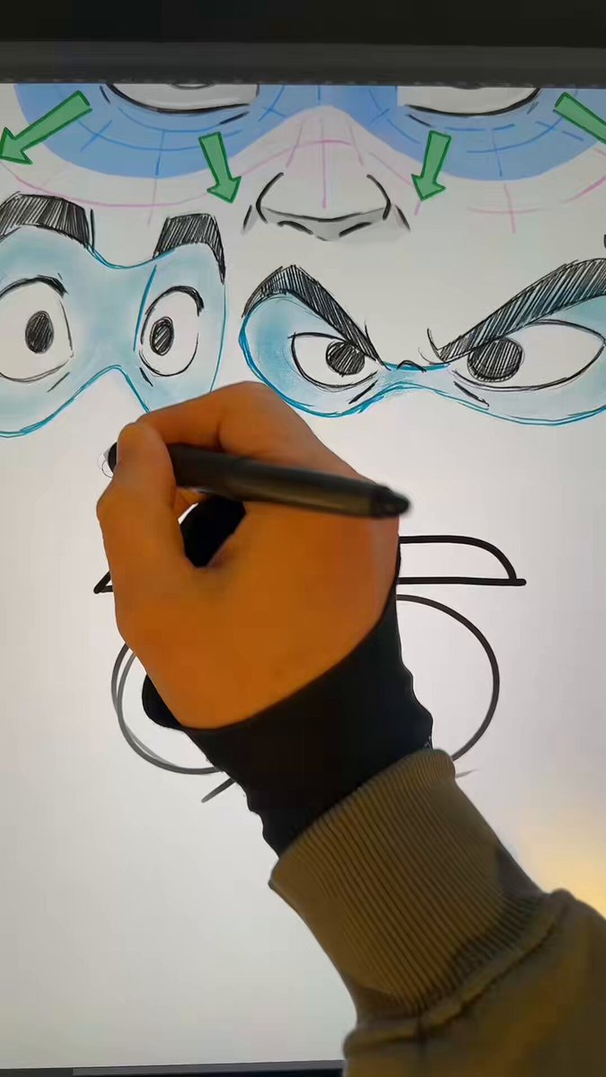 Stop drawing eyes flat. Think in spheres, not lines. Eyes sit inside the head, not on it. That’s why I first draw a mask. 👉 Use light, shadow, and form to bring them to life. Want to learn this step by step? Check my free guide (ebook + video) 🎁 link in bio.