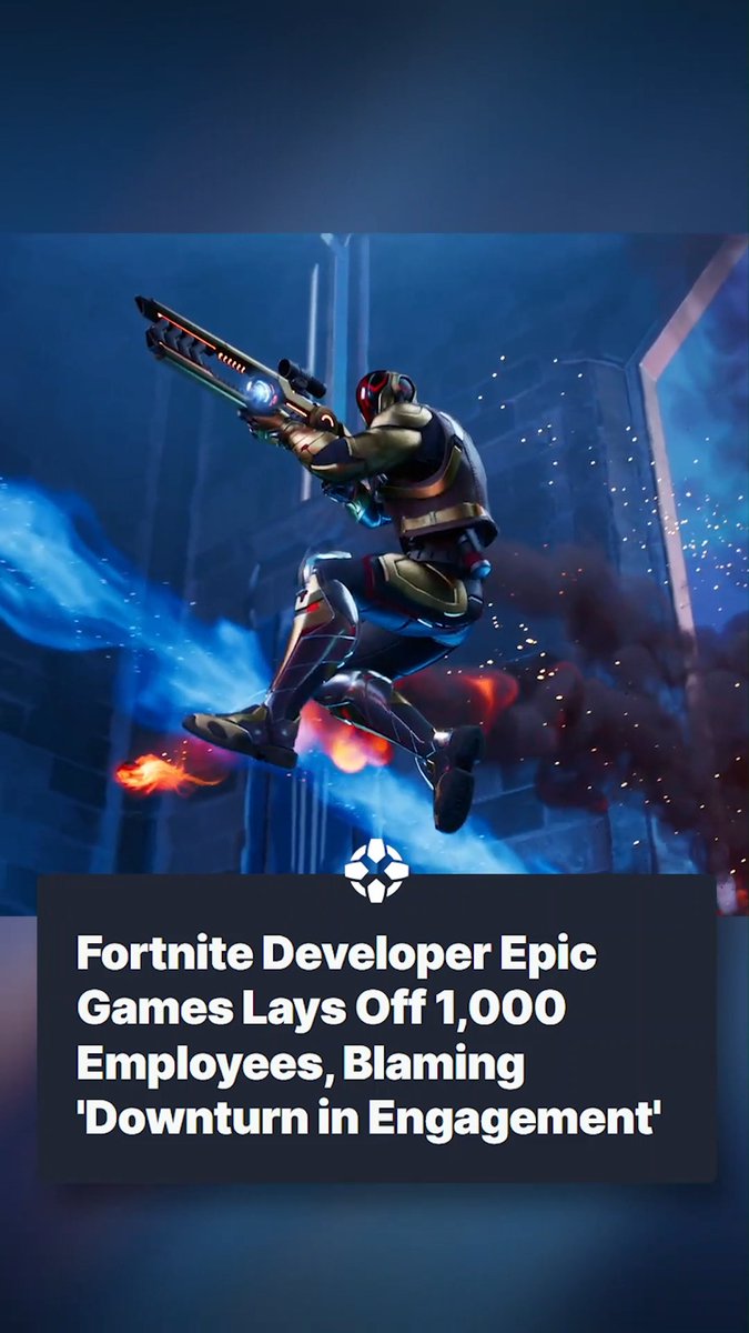 Fortnite developer Epic Games is laying off 1,000 staff due to a "downturn in engagement." #Fortnite #Epic