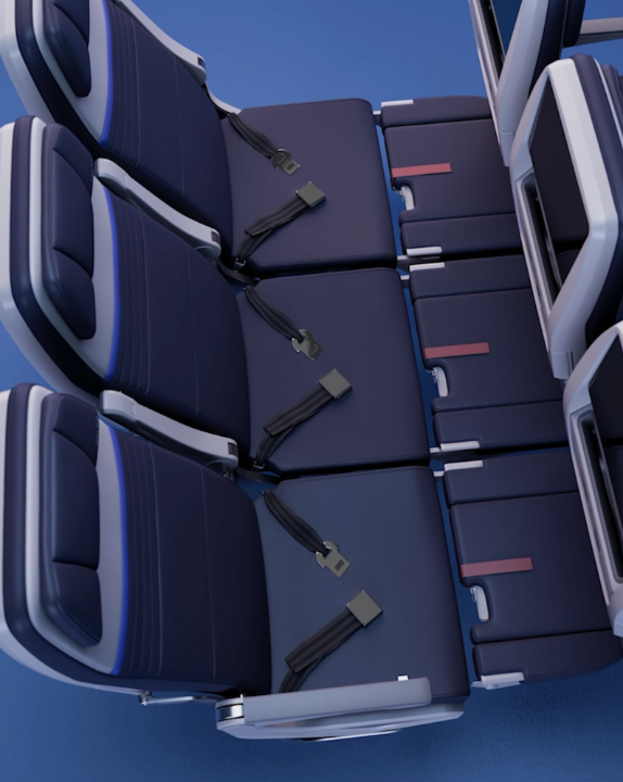 The entire row is alllllll yours. Welcome to United Relax Row, three adjacent United Economy seats with adjustable leg rests that can each be raised or lowered to create a cozy lie-flat space for stretching out... You'll also get a mattress pad, blanket and two pillows. If you’re traveling with kids, a plushie too! United Relax Row will be available starting next year on more than 200 of our 787s and 777s, each with up to 12 of these brand-new rows.