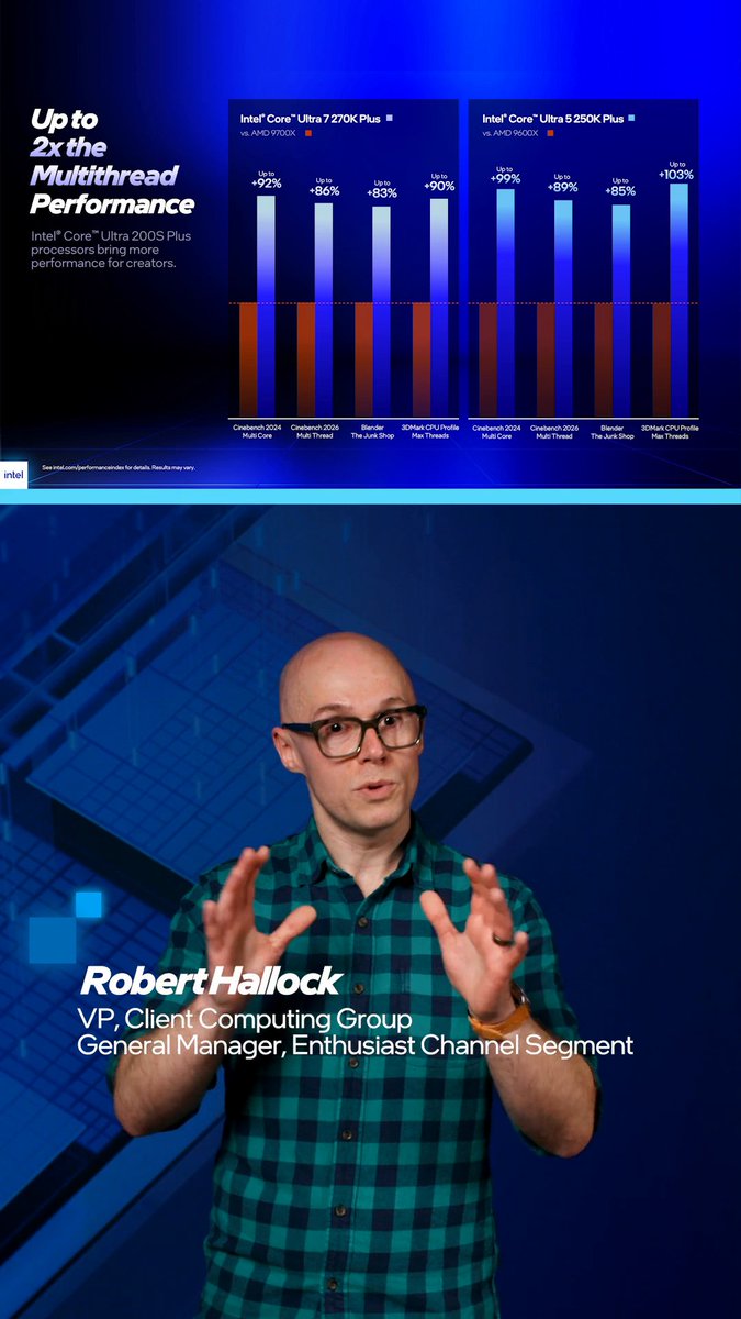 The new #IntelCoreUltra 200S Plus series processors bring over twice the multithreaded performance per dollar, so you can supercharge your creative power and spend efficiently.