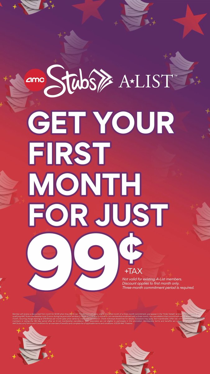 Let’s A-GO! A-List is only 99¢ for your first month & the movie lineup is loaded. Join now & see up to 4 movies every week with free reservations & more.