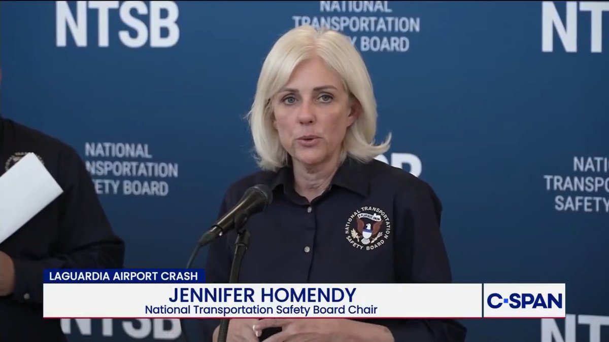 NTSB Chair Jennifer Homendy on on LaGuardia Airport plane crash: "I have seen a number of reports from press about distraction…I would caution pointing fingers at controllers and saying distraction was involved. This is a heavy workload environment."