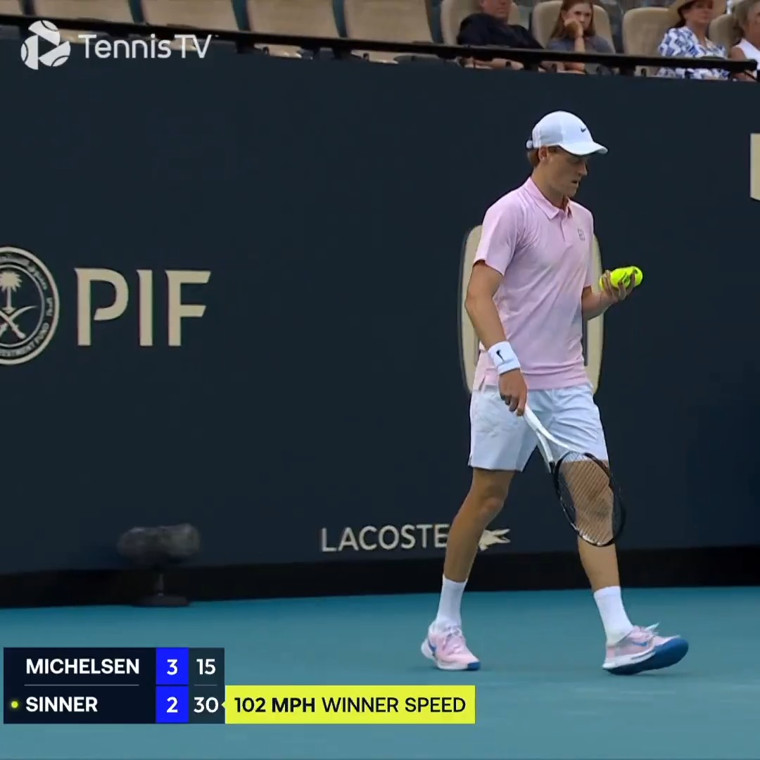 Jannik Sinner slapping the absolute hell out of his forehand is my favorite genre of tennis. 102 mph right in the corner. Give me a break. 😮‍💨😮‍💨😮‍💨😮‍💨