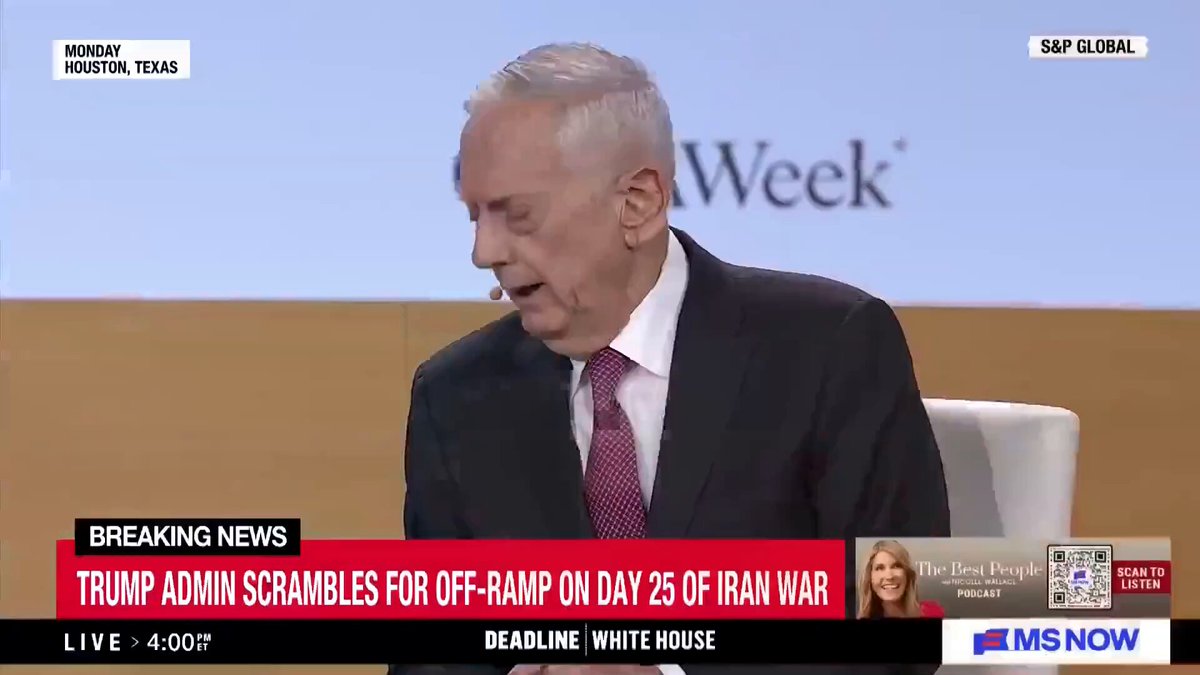 Absolute bombshell. General Jim Mattis completely destroys Trump's Iran war strategy on live TV. He says hitting 15,000 targets means nothing without a real plan, and calls the demands for unconditional surrender and regime change absolute "delusional nonsense."