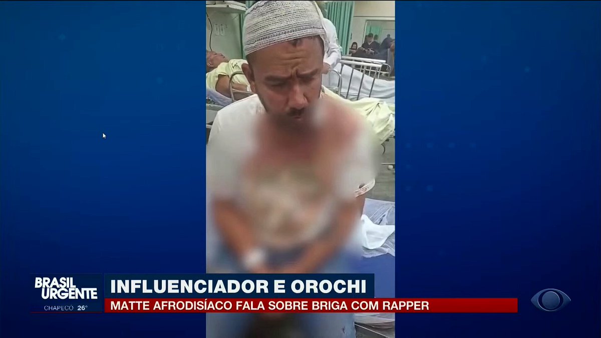 🚨 VEJA: Matte Afrodisíaco apareceu hoje na Band, durante o Brasil Urgente com Joel Datena, para falar sobre a confusão entre ele e o cantor Orochi! “Sou réu confesso.”