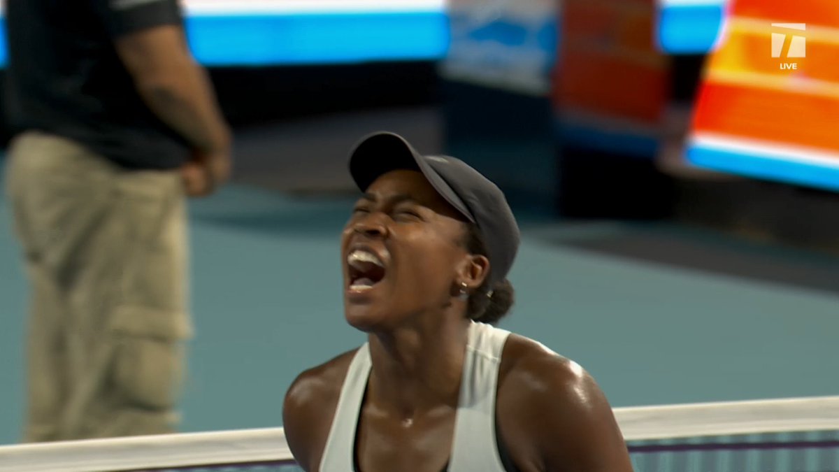 THIS match point and reaction 😱🗣️ Coco Gauff books her first Miami Open semifinal in style 💃 #MiamiOpen