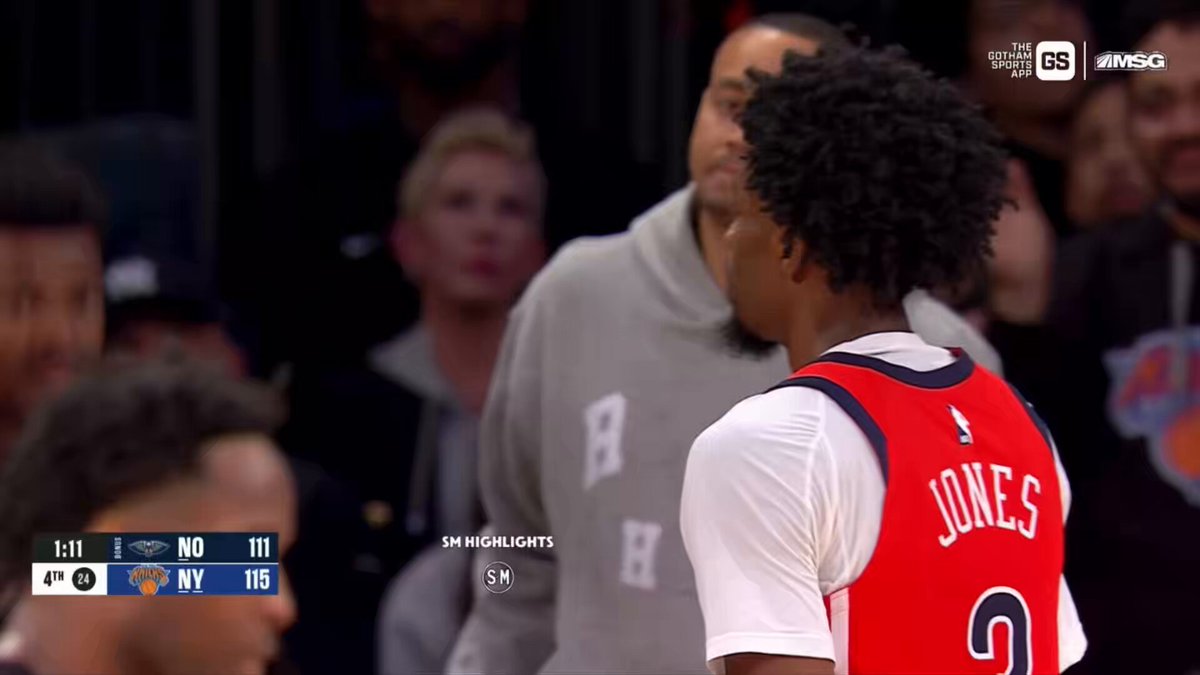 Herb Jones got a technical in a clutch game and Deandre Jordan had to have a “coaching moment” with him. Didn’t look happy one bit 😬