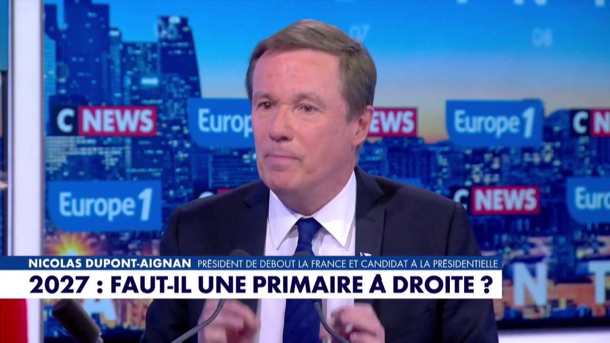 2027 : "Je défends la sortie de l'Union européenne, un projet 100% souverainiste" lance Nicolas Dupont-Aignan #Europe1 #LaGrandeInterview