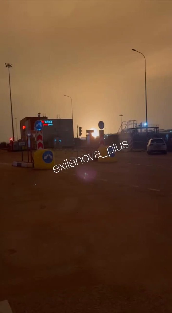 Explosions struck Russia’s Ust-Luga port in Leningrad region, igniting a fire at the country’s largest oil transshipment terminal, while a separate blast hit Vyborg about 30 meters from an FSB building; patrol icebreaker Dzerzhinsky was also damaged. #Ukraine