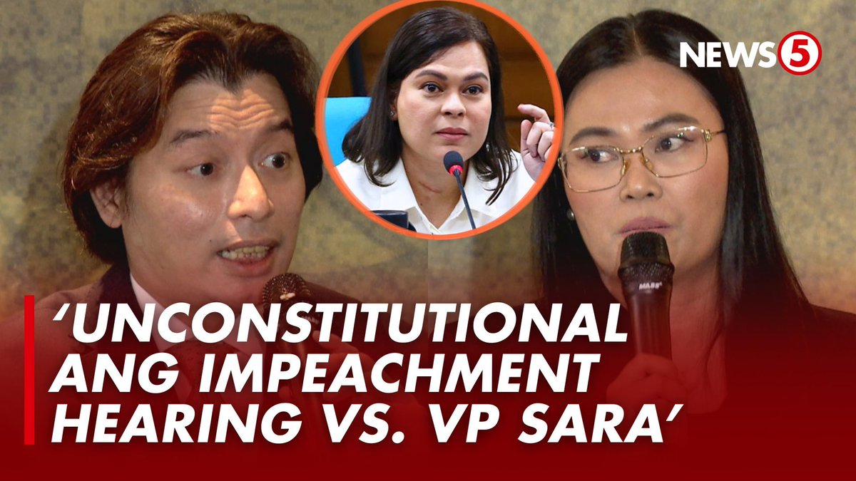 WALANG HURISDIKSYON ANG KAMARA NA MAGSAGAWA NG IMPEACHMENT HEARING? Iginiit ng legal counsel ni Vice Pres. Sara Duterte na walang hurisdiksyon ang Kamara na magsagawa ng "mini-trial" kaugnay ng impeachment complaints laban sa Bise Presidente. Dahilan para hindi sila dumalo sa pagdinig ng House Committee on Justice ngayong Miyerkules, March 25. Ipinaliwanag naman ng chairperson ng komite na si Rep. Gerville Luistro na hindi ito trial kundi bahagi lang ng preliminary investigation sa mga reklamo.