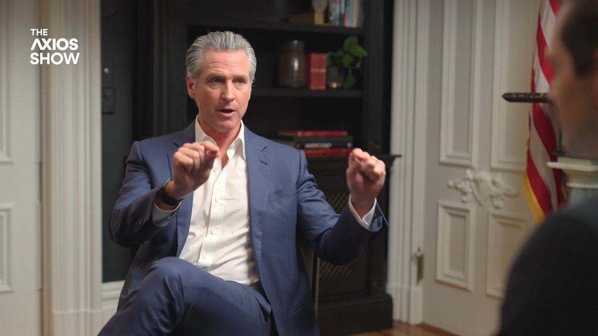 💥 Gavin Newsom tells Alex Thompson on the next episode of The Axios Show that Elon Musk is "one of the great disappointments." "He is going to allow the greatest own goal...He is ceding the EV space to China."