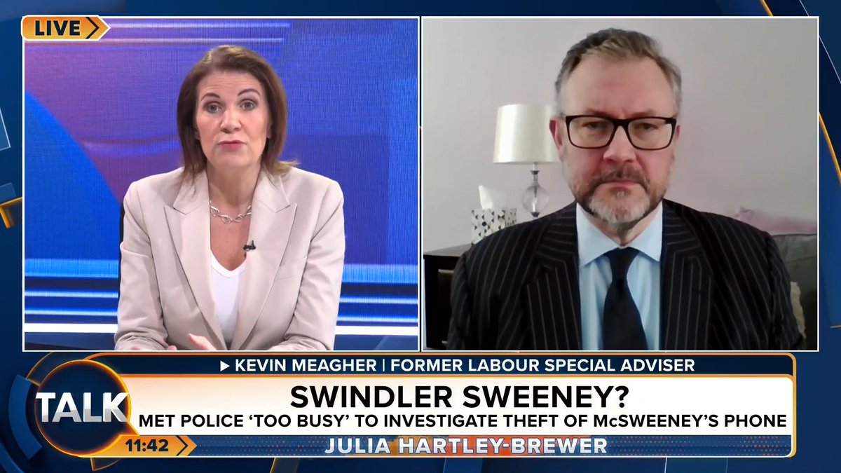 🚨"This is looking horribly like a cover-up. I would say an obstruction of justice or perverting the course of justice." Morgan McSweeney did not tell the Met Police who he was or where he worked when he called 999 after his phone was stolen. Julia Hartley-Brewer