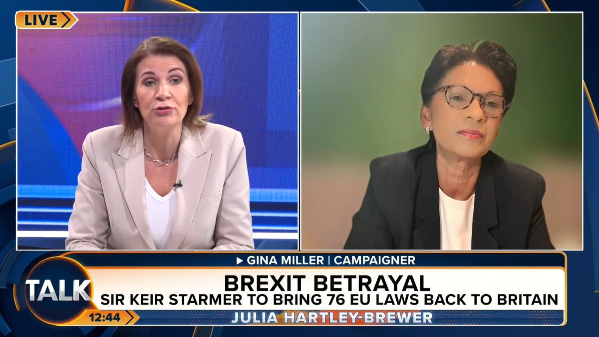 JHB: "Would you support a referendum going back into the EU?" Gina Miller: "No, because it would be based on lies." JHB: "It's because you'd lose it." Julia Hartley-Brewer