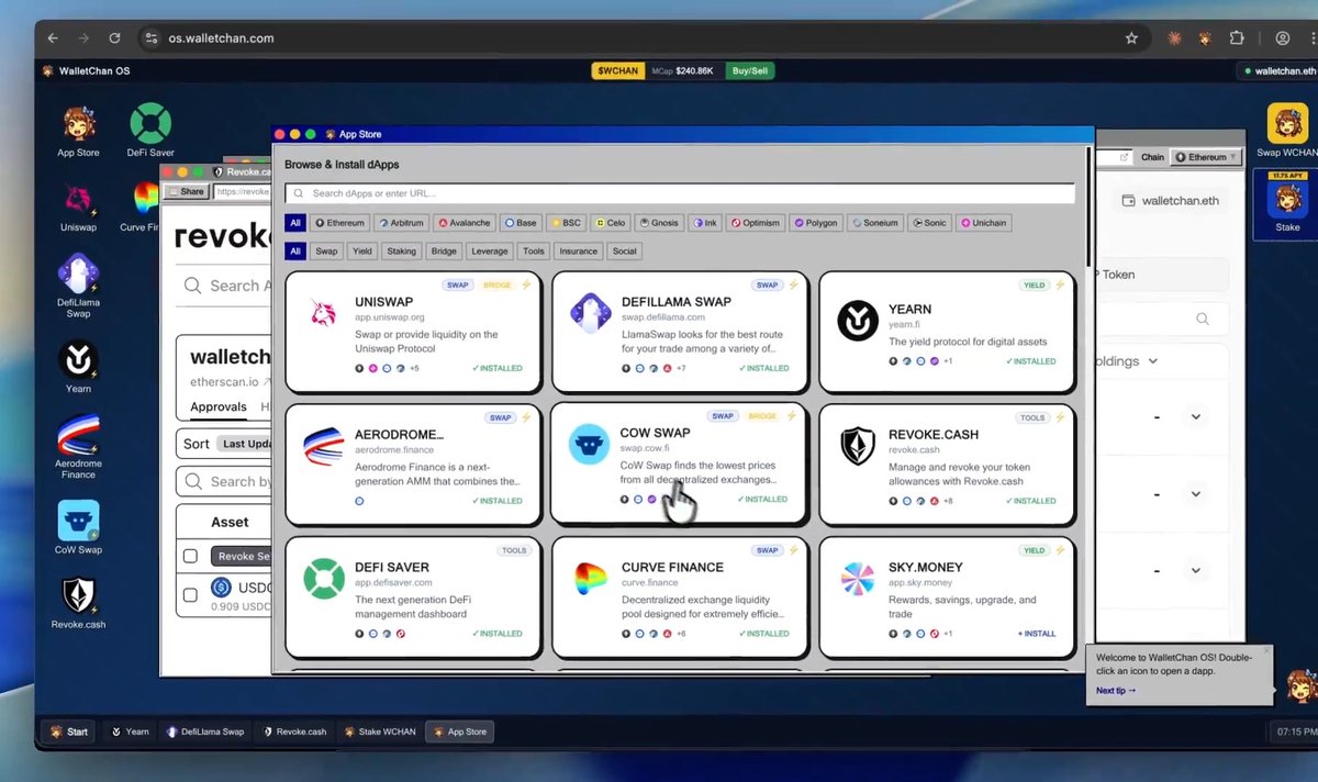✨ Introducing WalletChan.eth OS — THE Web3 Operating System All your favorite dapps in one place. No more manually connecting your wallet to every single dapp.