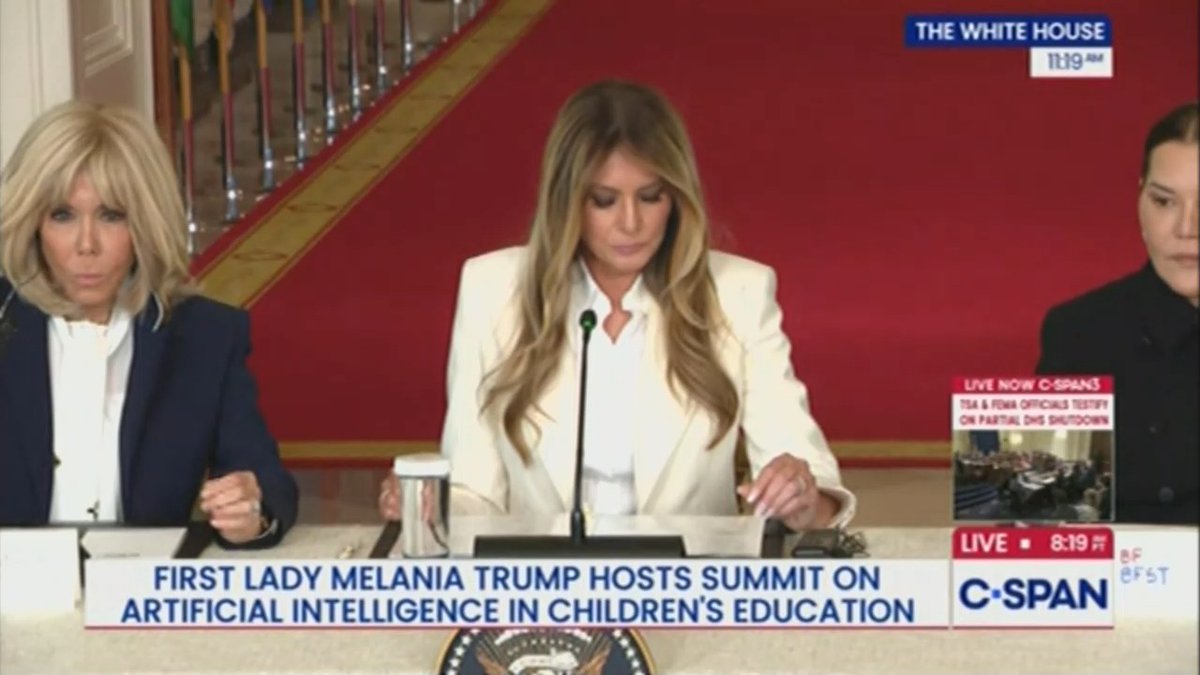 Melania talks about an imaginary humanoid robot named Plato that would teach children classical studies