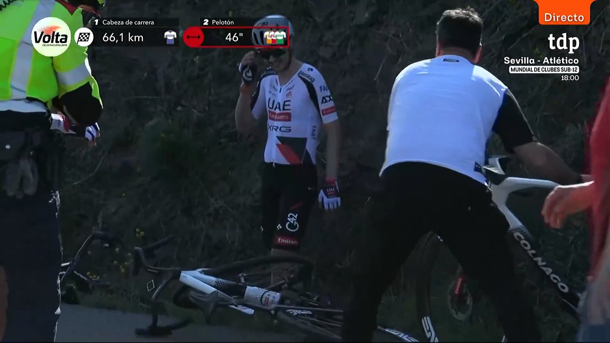 Jay Vine crash and abandon 😔 In his first race back 😭#VoltaCatalunya105