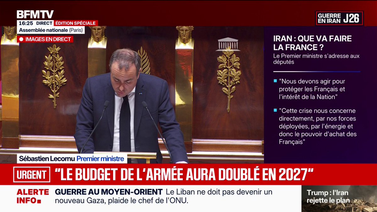 "L'urgence, ce sont évidemment les munitions" Sébastien Lecornu annonce l'investissement de 8,5 milliards d'euros supplémentaire de commandes de munitions entre 2026 et 2030