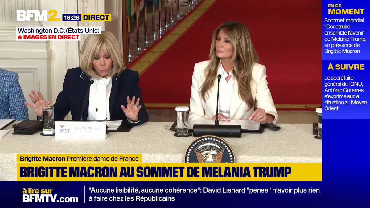 💬"Vous ne pouvez pas exposer un enfant de moins de trois ans aux écrans" Brigitte Macron s'exprime lors du sommet de Melania Trump à la Maison Blanche sur le thème du "bien-être des enfants à l’ère numérique" #BFM2
