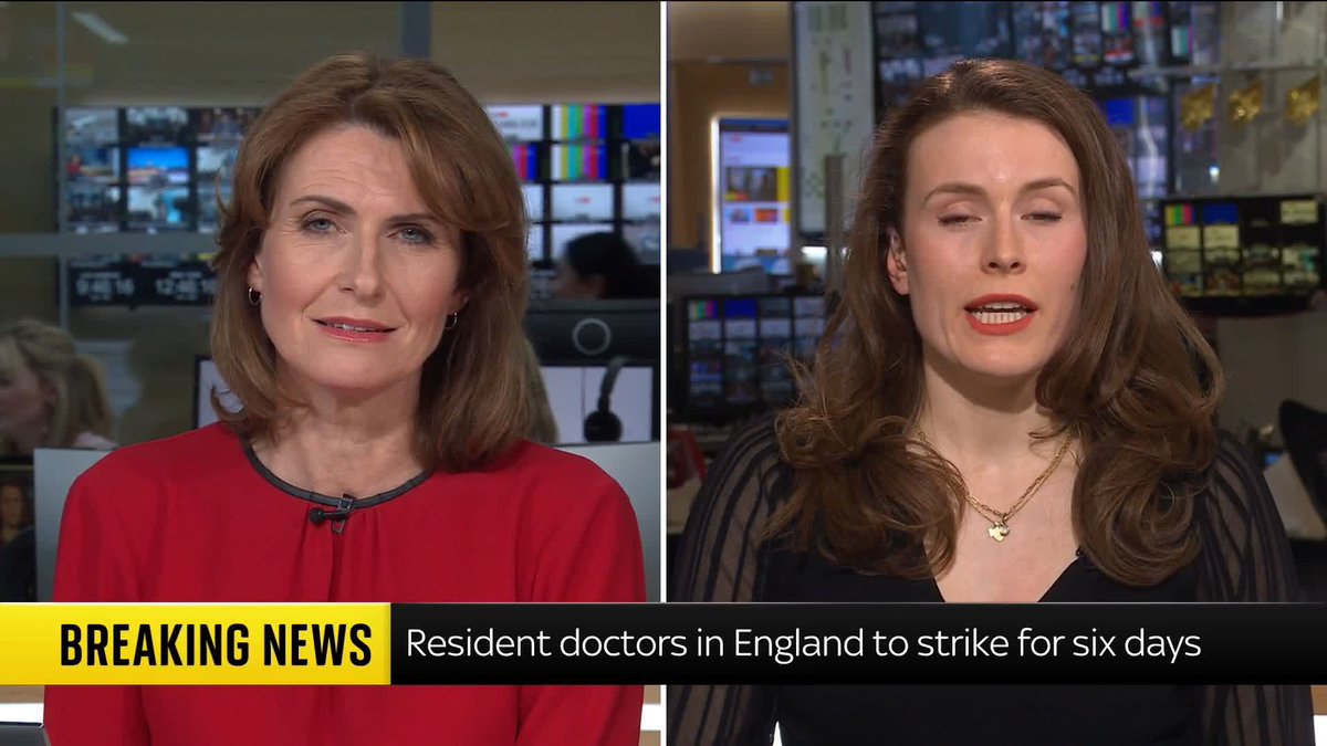 BREAKING: Resident doctors - formerly known as junior doctors - in England are to strike for six days in the ongoing row over pay and jobs, the British Medical Association announced. Amelia Harper reports ⬇️ 📺 Sky 501 and YT