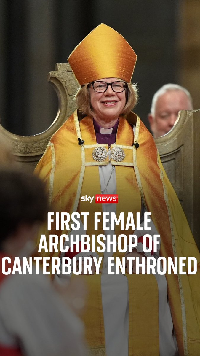 Dame Sarah Mullally has been enthroned as the first Archbishop of Canterbury, with the Prince and Princess of Wales in attendance, along with Prime Minister Keir Starmer