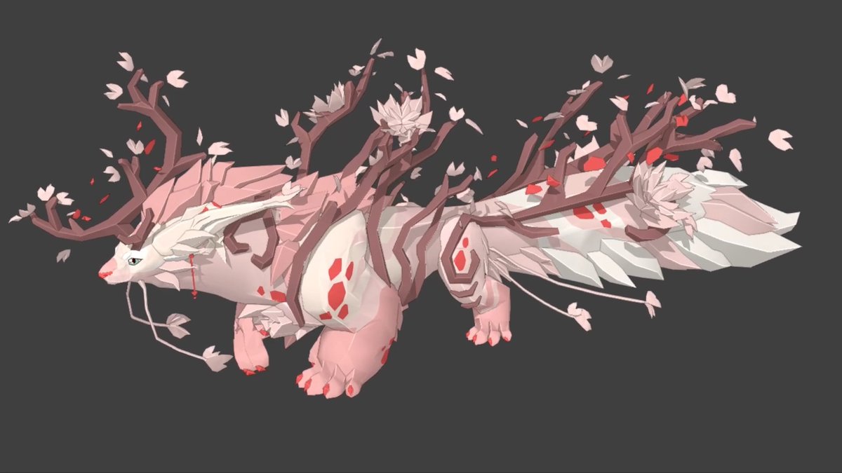 Introducing... Dawn! 🌸 Dawn is a caring, sweet Yggdragstyx with mismatched horns and branches scattered with nests burrowed within her twigs where smaller creatures can rest. She's blind in one eye and relies on her friends to guide her, in return she emits a delicate aroma that calms creatures. As a result of her caring attitude and large figure she's often seen as the mother amongst her group of friends, always there to lend a paw and comfort a creature in need. #Roblox #RobloxDev