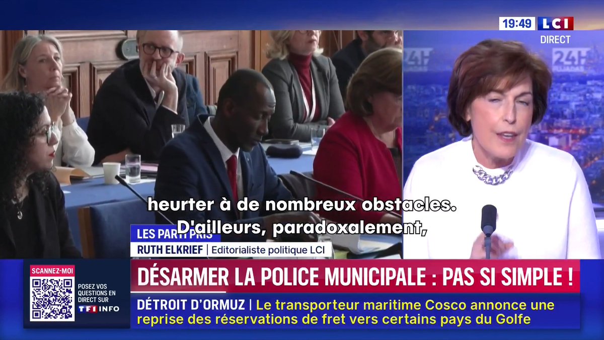 📢 : « Désarmer la police municipale : pas si simple ! », le parti pris de notre éditorialiste politique Ruth Elkrief Ruth Elkrief “Le nouveau maire de Saint-Denis, Bally Bagayoko, a fait sensation en annonçant désarmer sa police municipale.” #24hPujadas #LCI #France #Police⤵️