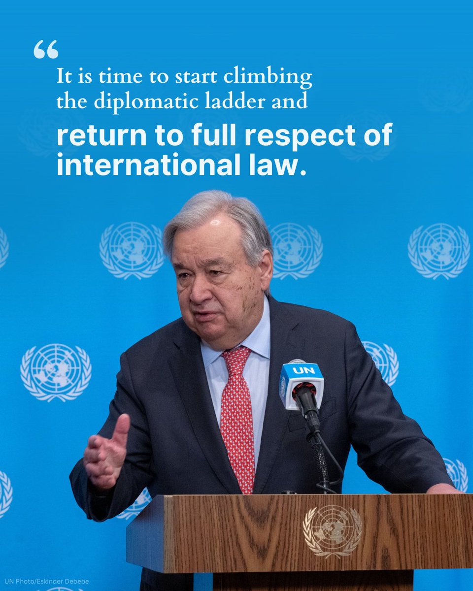 The war in the Middle East is out of control. It is time to stop climbing the escalation ladder – and return to diplomacy & full respect of international law. I have just appointed Jean Arnault as my Personal Envoy to lead United Nations efforts on the conflict & its consequences.