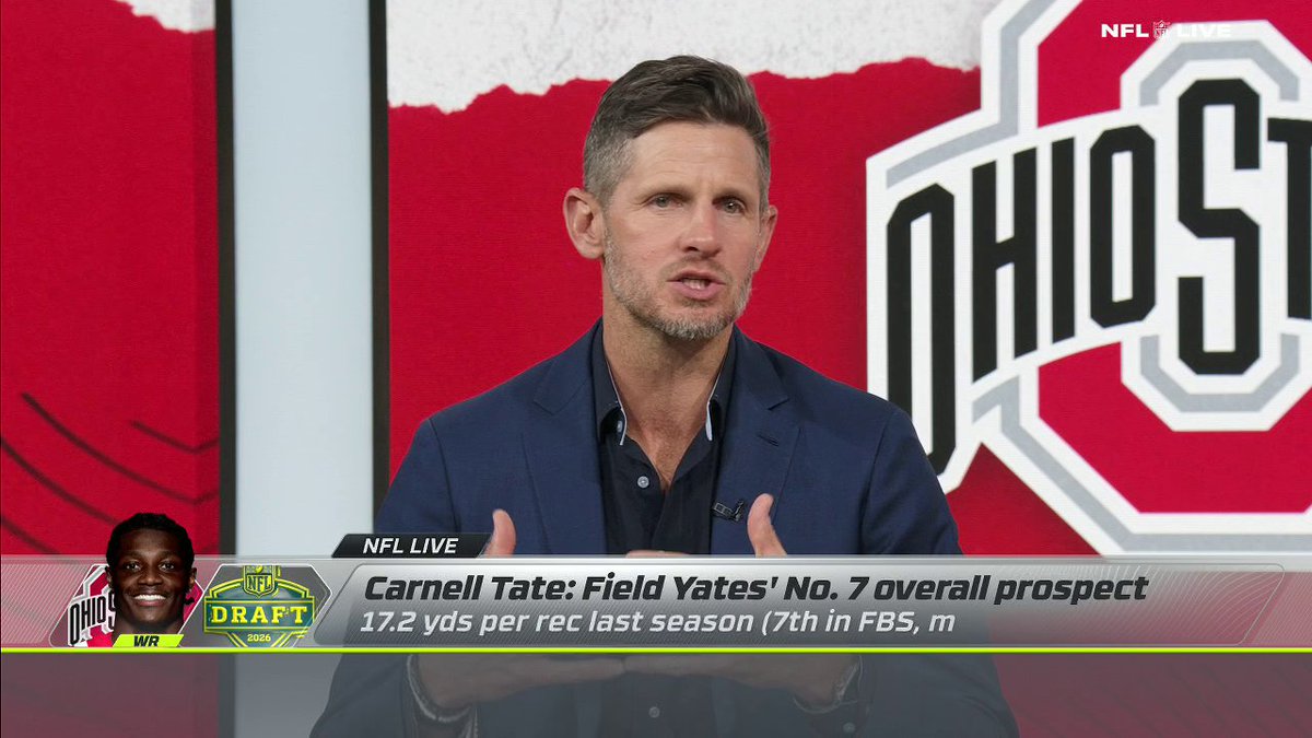 "I think that when you watch Carnell [Tate], there's remnants of George Pickens in his game." 👀 Dan Orlovsky weighs in on Ohio State's Carnell Tate as the top receiver prospect in this year’s NFL Draft ✍️