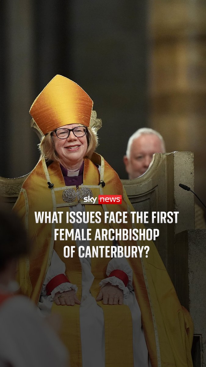 Dame Sarah Mullally has been formally installed as the first woman to be Archbishop of Canterbury in a ceremony at Canterbury Cathedral. Sky's Mollie Malone explains the challenges the new Archbishop will have to confront ⬇️