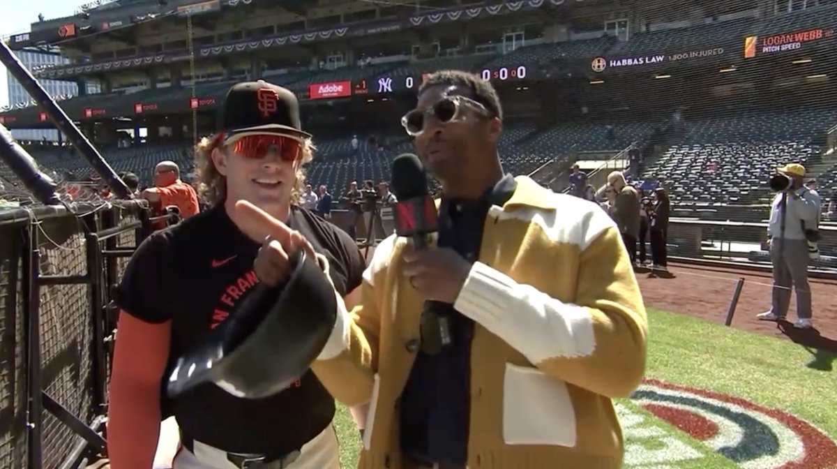 “Jameis Winston! I played against you at FSU. You pitched against me when I was a freshman.” Jameis Winston interviewing #SFGiants CF Harrison Bader ahead of MLB #OpeningNight