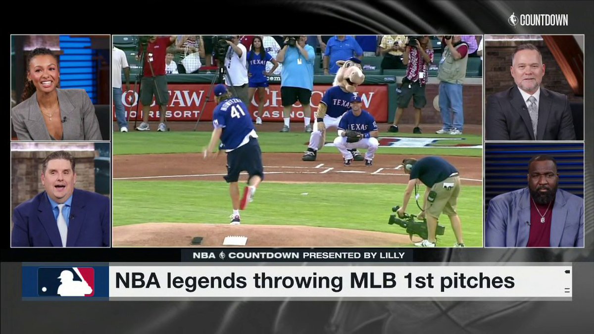 Just because you can play basketball does not mean you can throw a baseball 🤣 The NBA Countdown crew looks at some memorable first pitches from NBA stars 👀