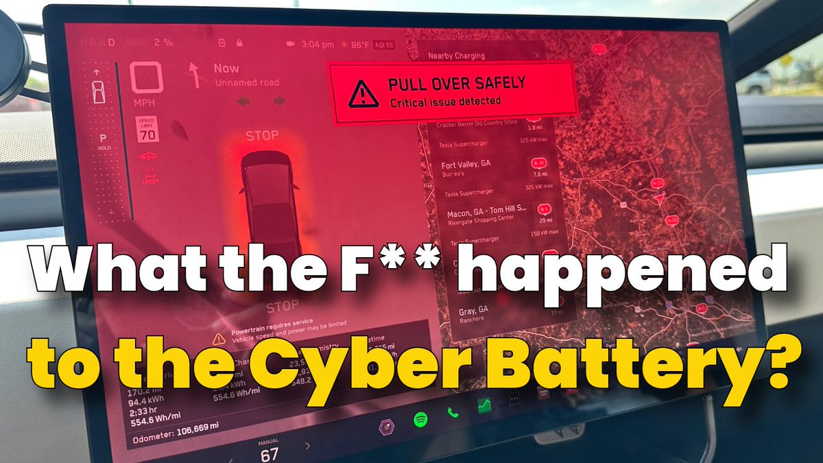 Stranded on the way home... As we drove back home from Tennessee, I had a somewhat catastrophic Cybertruck battery failure. Here is the raw footage as I tried to capture the situation at the same time I was dealing with it.