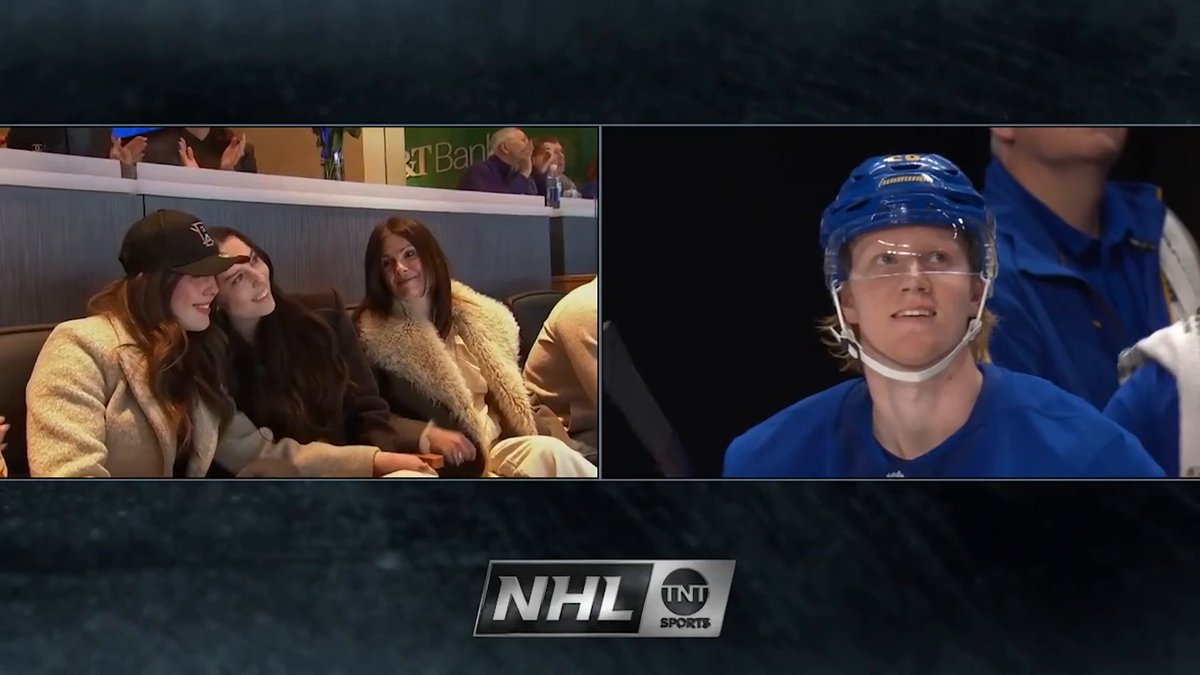 Welcome back to Buffalo! 💙 Rasmus Dahlin's fiancée, Carolina, is back for her first game after receiving a heart transplant last year.