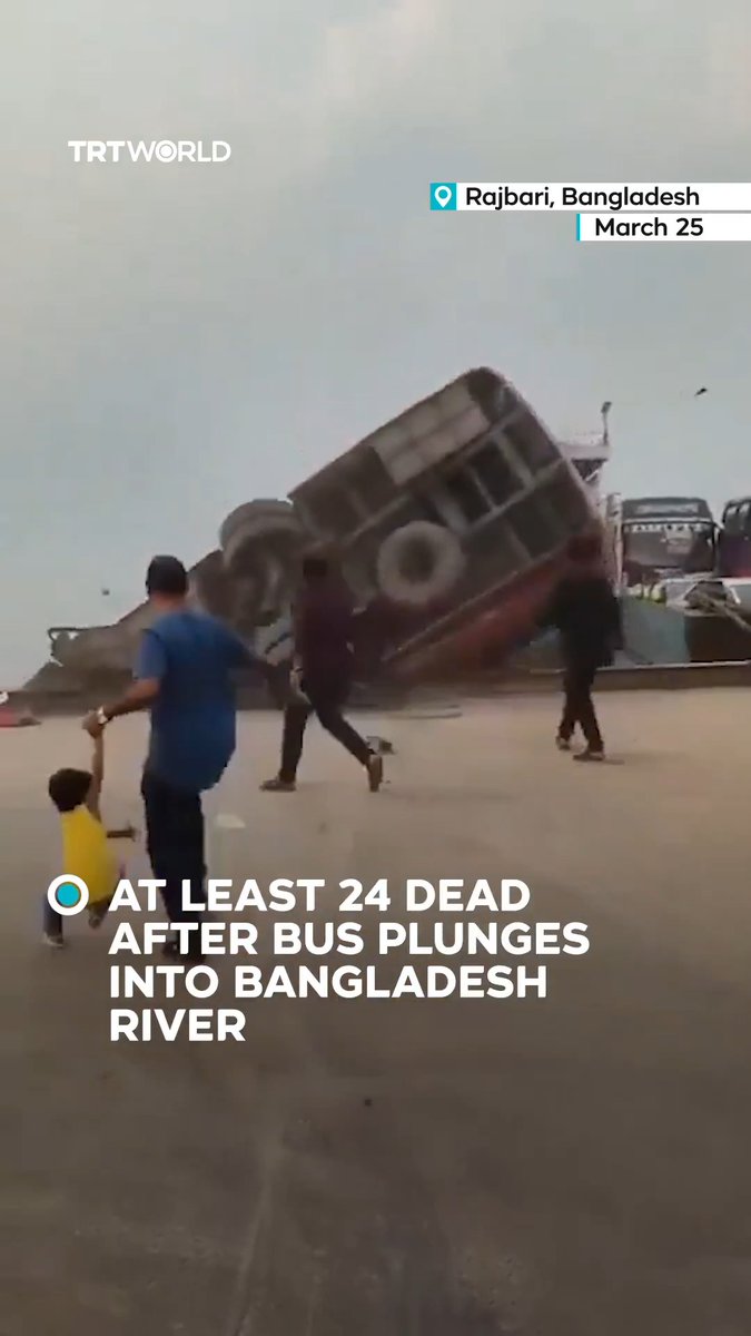 At least 24 people died after a passenger bus filled with passengers plunged into the Padma River while attempting to board a ferry in Bangladesh. Authorities say the bus lost control, overturned, and sank nearly nine metres into the river. Rescuers have so far recovered 22 bodies including six men, 11 women and five children