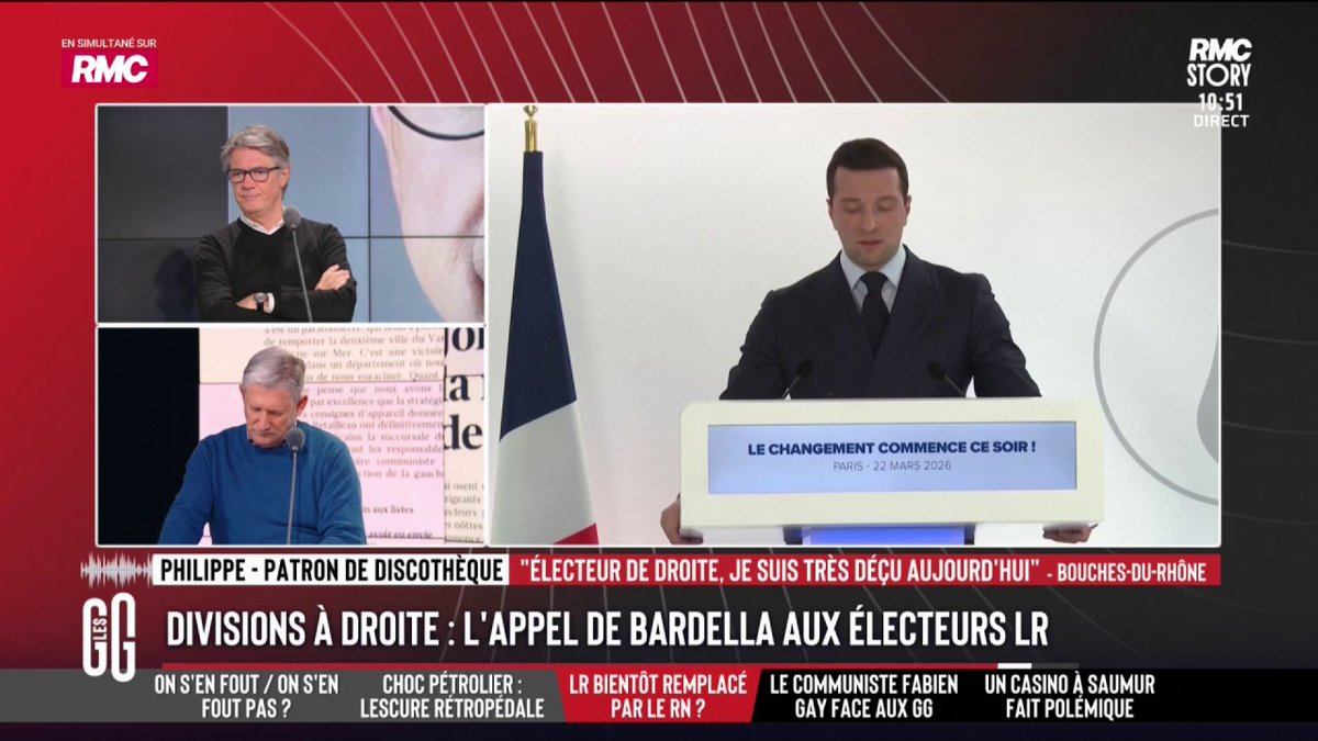 🔴 L’appel de Jordan Bardella aux électeurs LR 🗣️ Philippe est pour la révolution: "Je ne peux plus les sentir, les mecs de droite. J’en suis arrivé à un point où j’ai plus de respect pour LFI, qui reste droit dans ses bottes. Quand le RN va arriver, ça sera un domino." #GGRMC