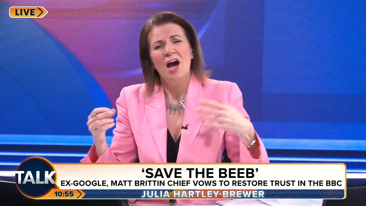 🚨"People don't like the BBC anymore." Julia Hartley-Brewer says the BBC has become a "perpetrator" in the culture war, pushing climate change propaganda and promoting drag queen content to children. Julia Hartley-Brewer