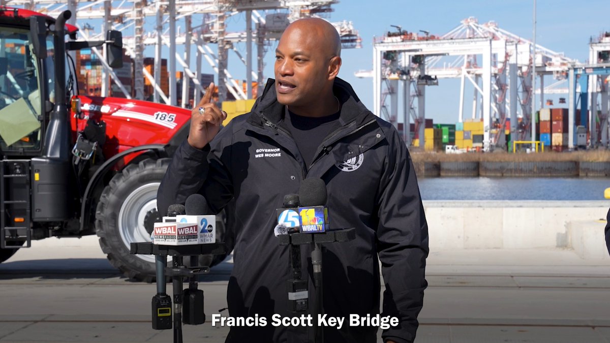 The Key Bridge rebuild is moving so fast under Governor Wes Moore that he's showing a random tractor in his victory video... instead of the actual bridge.