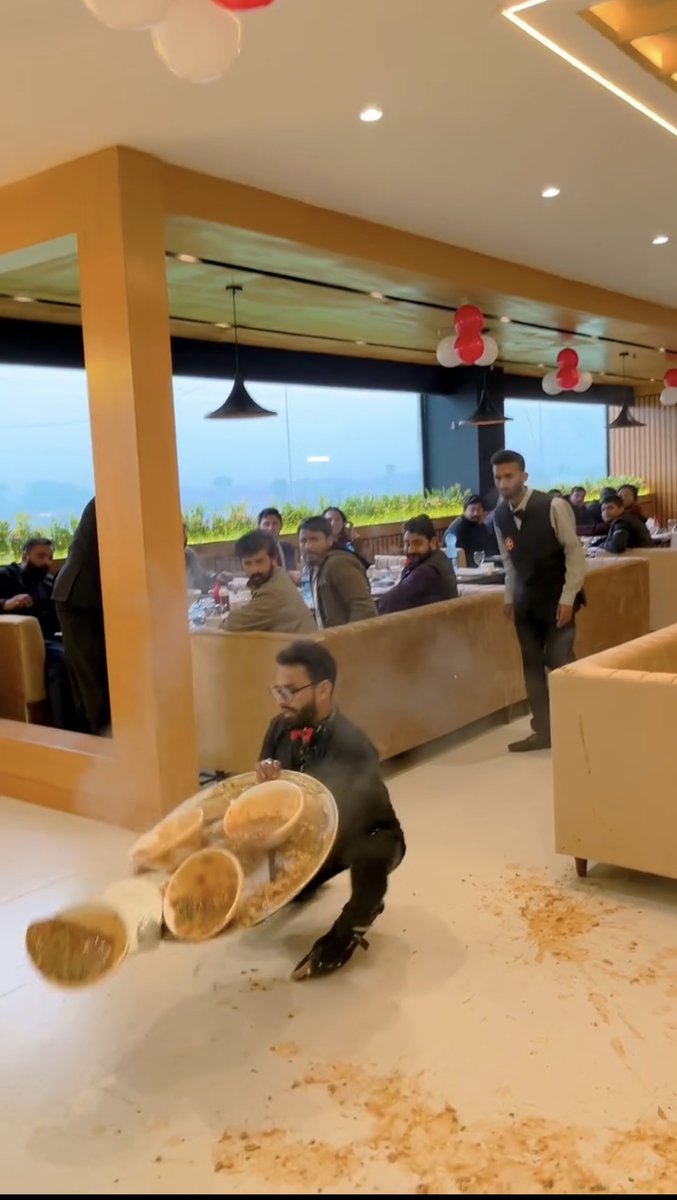 Poor guy, hope he didnโt get burned by the food